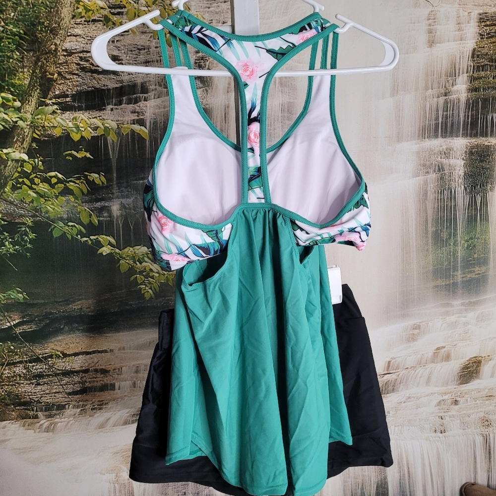 NWT! Aleumdr Womens Medium sporty tankini & boy shorts 2 piece swimsuit - Picture 5 of 9